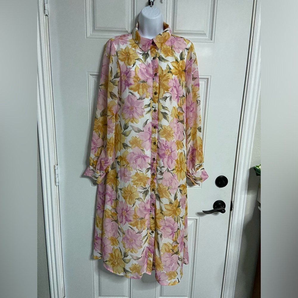 D6- Indigo Rose Pink Floral Midi Dress